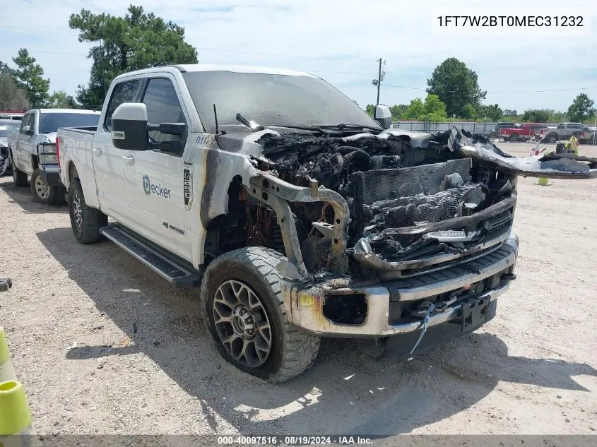 2021 Ford F-250 Lariat VIN: 1FT7W2BT0MEC31232 Lot: 40097516