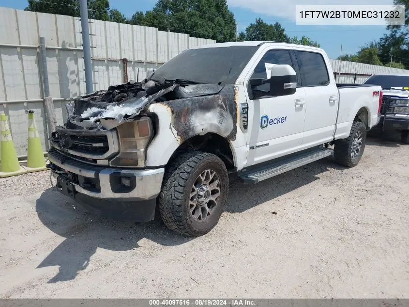 2021 Ford F-250 Lariat VIN: 1FT7W2BT0MEC31232 Lot: 40097516