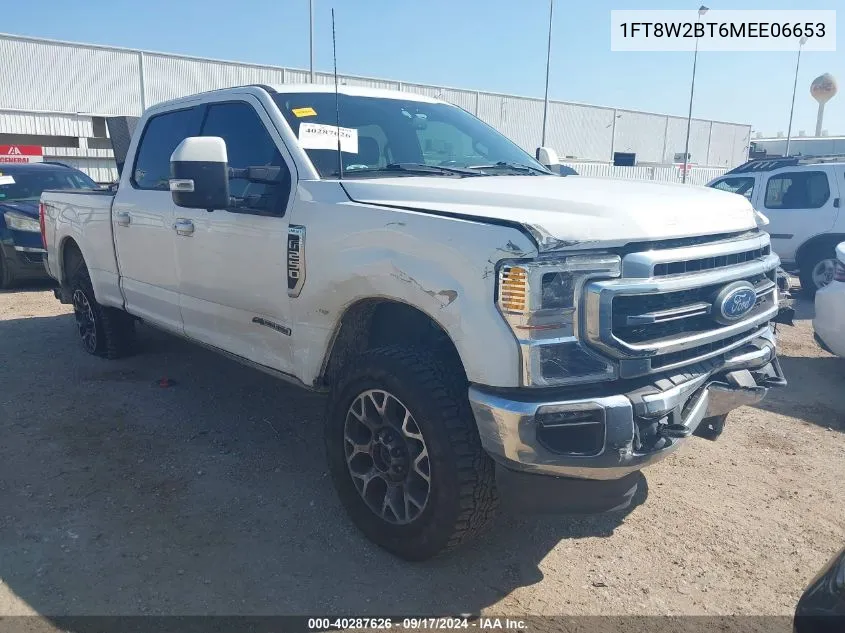 2021 Ford F-250 Lariat VIN: 1FT8W2BT6MEE06653 Lot: 40287626