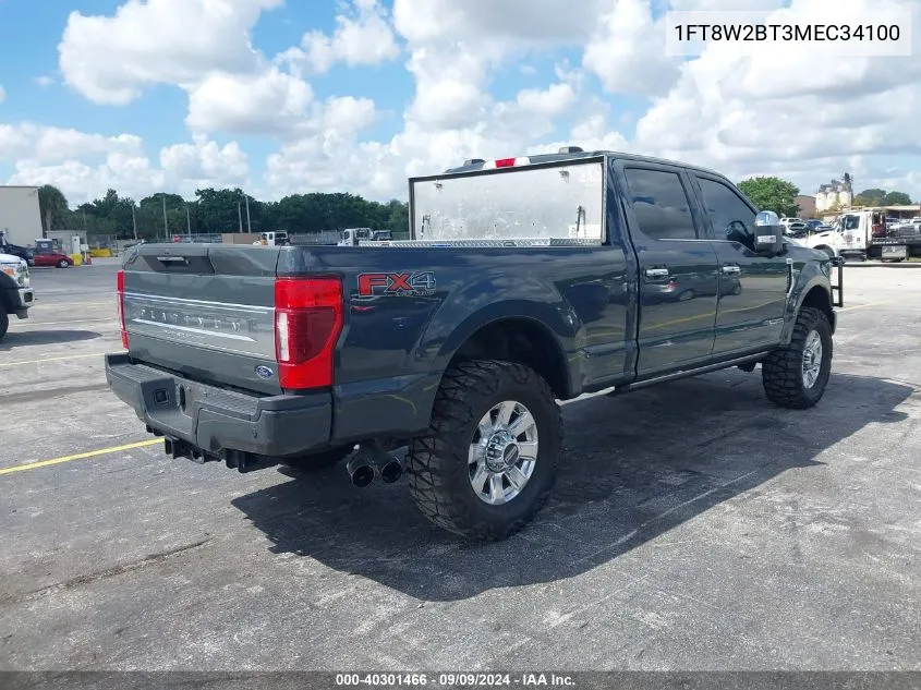 2021 Ford F-250 Platinum VIN: 1FT8W2BT3MEC34100 Lot: 40301466