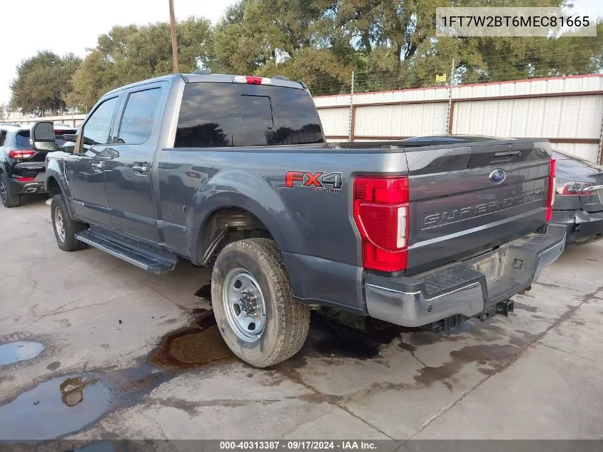 2021 Ford F-250 Lariat VIN: 1FT7W2BT6MEC81665 Lot: 40313387