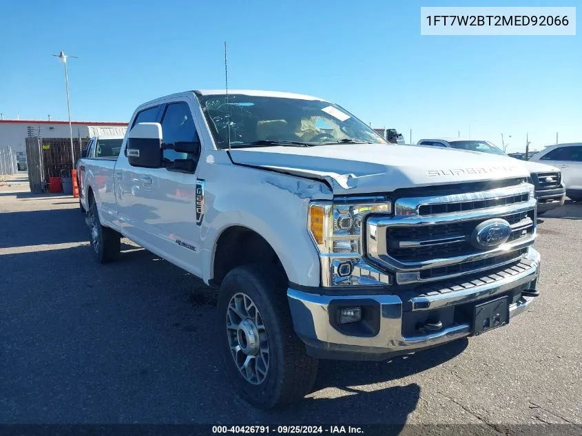 2021 Ford F250 Super Duty VIN: 1FT7W2BT2MED92066 Lot: 40426791