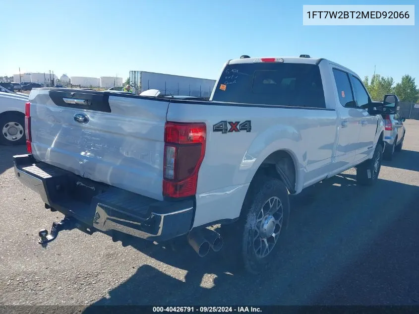 2021 Ford F250 Super Duty VIN: 1FT7W2BT2MED92066 Lot: 40426791