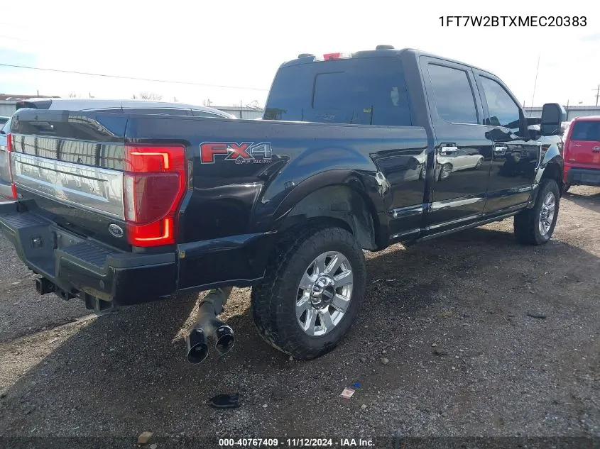 2021 Ford F-250 Platinum VIN: 1FT7W2BTXMEC20383 Lot: 40767409