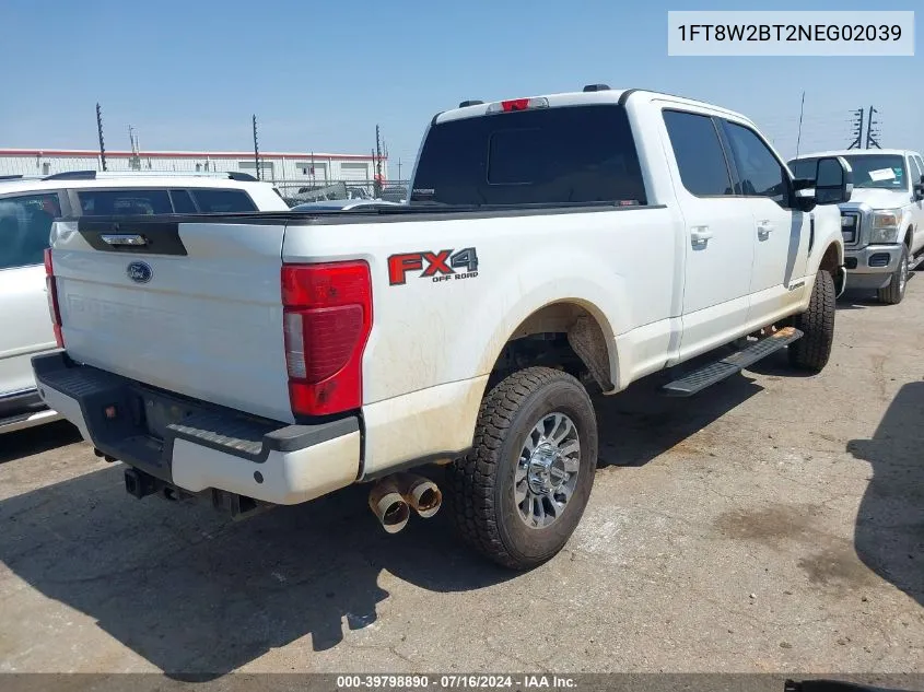 2022 Ford F-250 Lariat VIN: 1FT8W2BT2NEG02039 Lot: 39798890