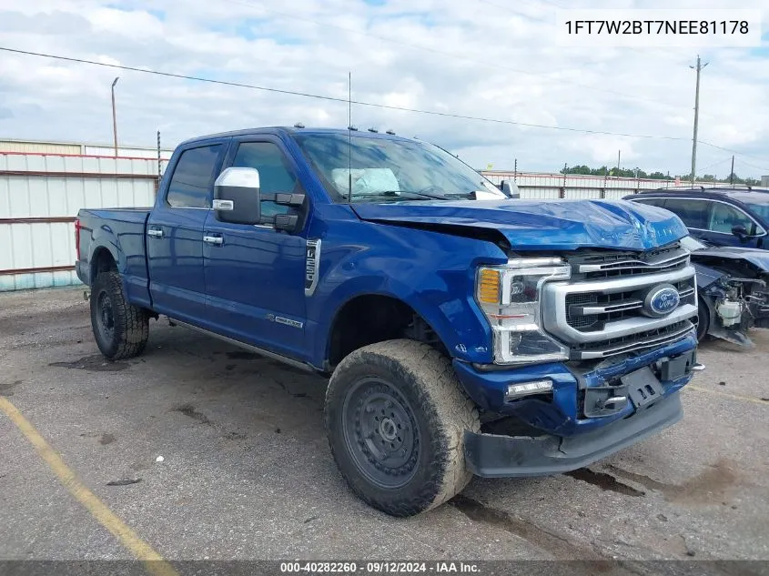 2022 Ford F250 Super Duty VIN: 1FT7W2BT7NEE81178 Lot: 40282260