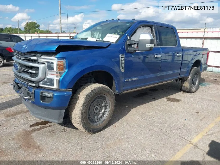 2022 Ford F250 Super Duty VIN: 1FT7W2BT7NEE81178 Lot: 40282260