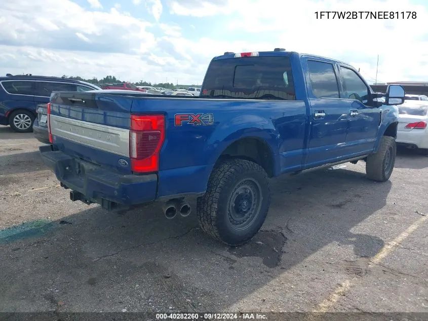 2022 Ford F250 Super Duty VIN: 1FT7W2BT7NEE81178 Lot: 40282260