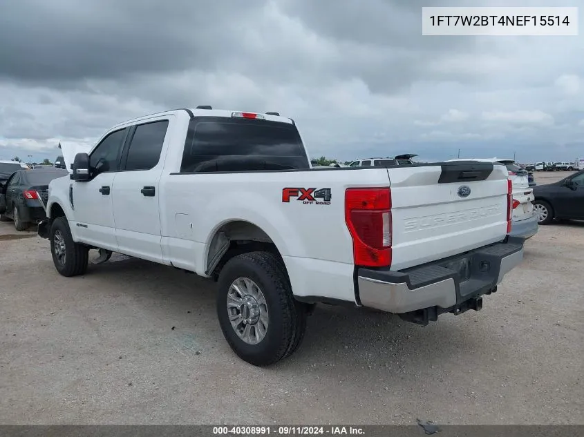 2022 Ford F250 Super Duty VIN: 1FT7W2BT4NEF15514 Lot: 40308991