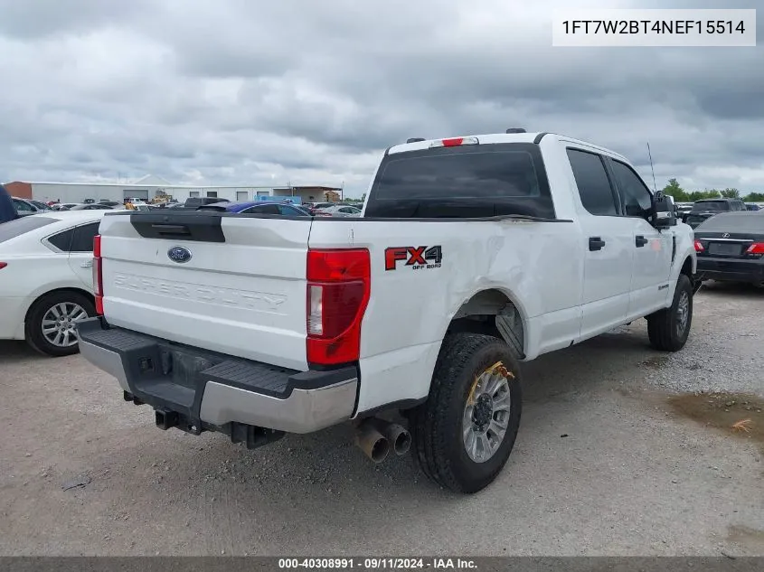 2022 Ford F250 Super Duty VIN: 1FT7W2BT4NEF15514 Lot: 40308991