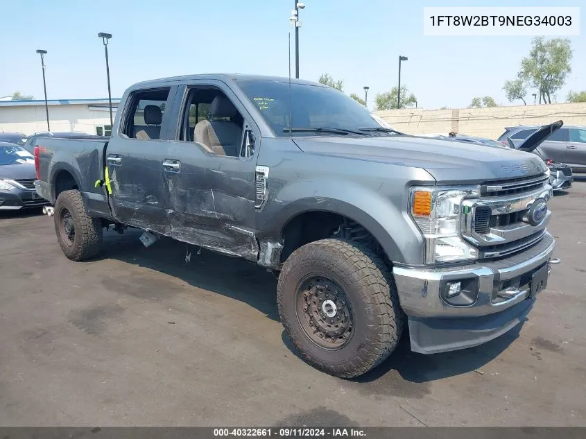 2022 Ford F-250 Xlt VIN: 1FT8W2BT9NEG34003 Lot: 40322661