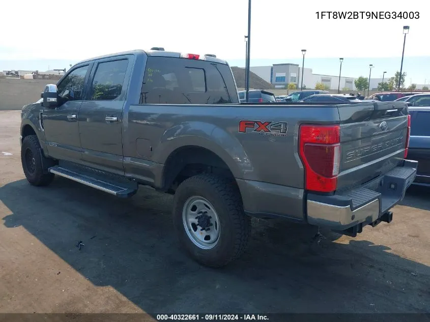 2022 Ford F-250 Xlt VIN: 1FT8W2BT9NEG34003 Lot: 40322661