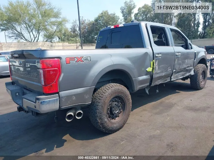 2022 Ford F-250 Xlt VIN: 1FT8W2BT9NEG34003 Lot: 40322661