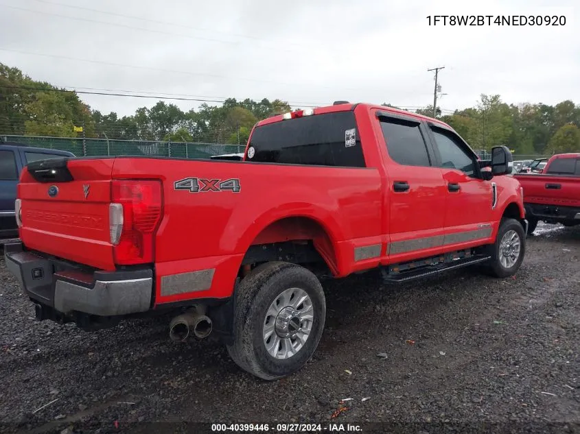 2022 Ford F-250 Xl VIN: 1FT8W2BT4NED30920 Lot: 40399446