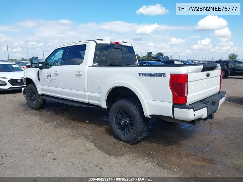 2022 Ford F250 Super Duty VIN: 1FT7W2BN2NEE76777 Lot: 40429214