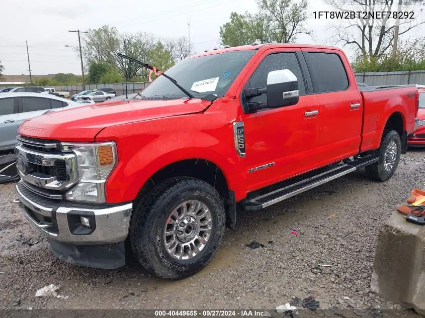 2022 Ford F-250 Xlt VIN: 1FT8W2BT2NEF78292 Lot: 40449655