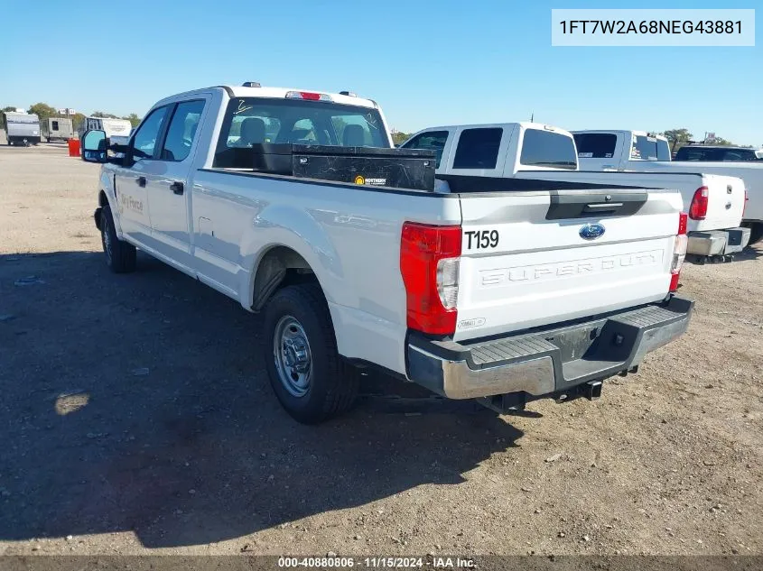 2022 Ford F-250 Xl VIN: 1FT7W2A68NEG43881 Lot: 40880806