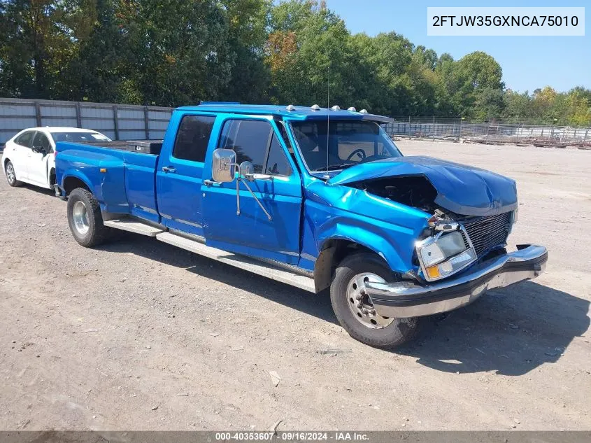 1992 Ford F350 VIN: 2FTJW35GXNCA75010 Lot: 40353607