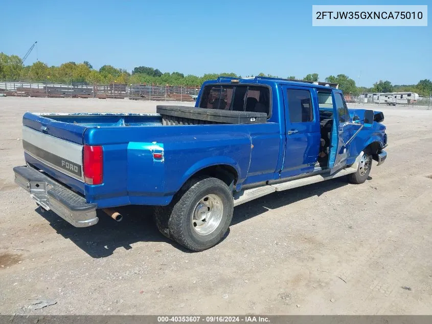 1992 Ford F350 VIN: 2FTJW35GXNCA75010 Lot: 40353607