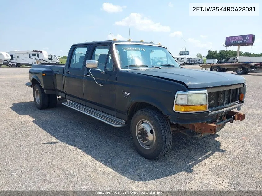 1994 Ford F350 VIN: 2FTJW35K4RCA28081 Lot: 39930535