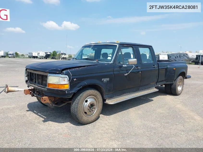 1994 Ford F350 VIN: 2FTJW35K4RCA28081 Lot: 39930535