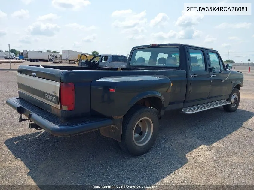 1994 Ford F350 VIN: 2FTJW35K4RCA28081 Lot: 39930535