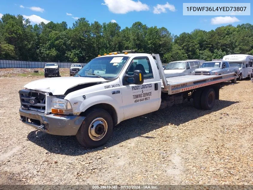 2000 Ford F-350 Lariat/Xl/Xlt VIN: 1FDWF36L4YED73807 Lot: 39619245