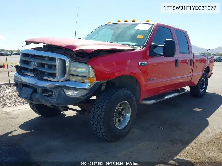 2000 Ford F-350 Lariat/Xl/Xlt VIN: 1FTSW31F1YEC31077 Lot: 40357183