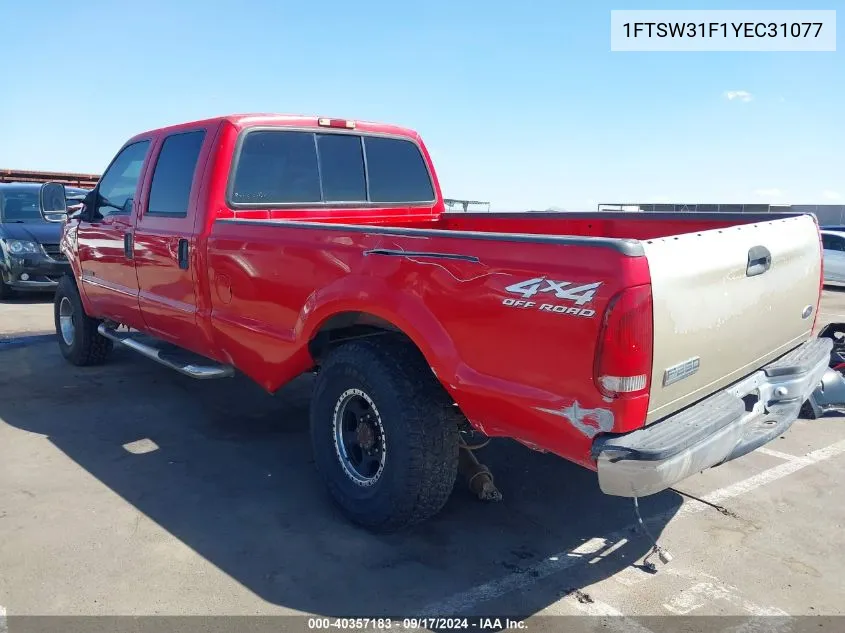 2000 Ford F-350 Lariat/Xl/Xlt VIN: 1FTSW31F1YEC31077 Lot: 40357183