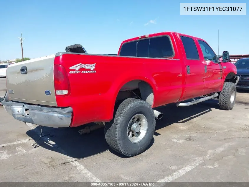 1FTSW31F1YEC31077 2000 Ford F-350 Lariat/Xl/Xlt