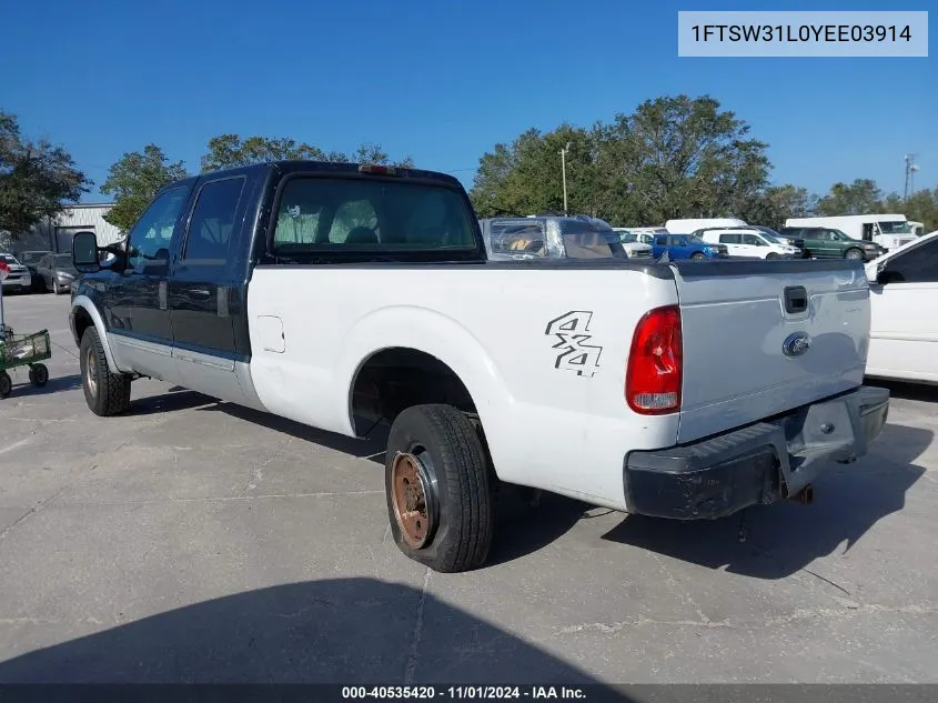 2000 Ford F-350 Lariat/Xl/Xlt VIN: 1FTSW31L0YEE03914 Lot: 40535420