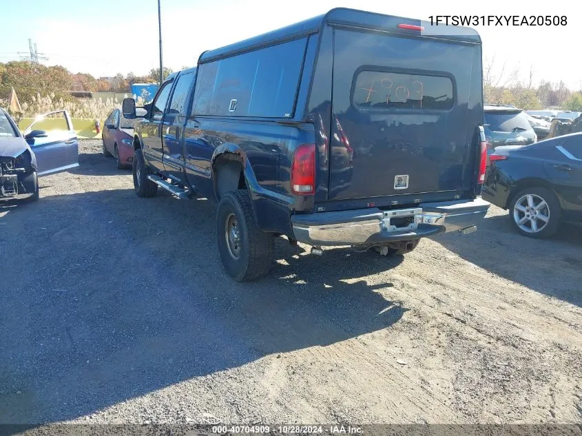 2000 Ford F-350 Lariat/Xl/Xlt VIN: 1FTSW31FXYEA20508 Lot: 40704909