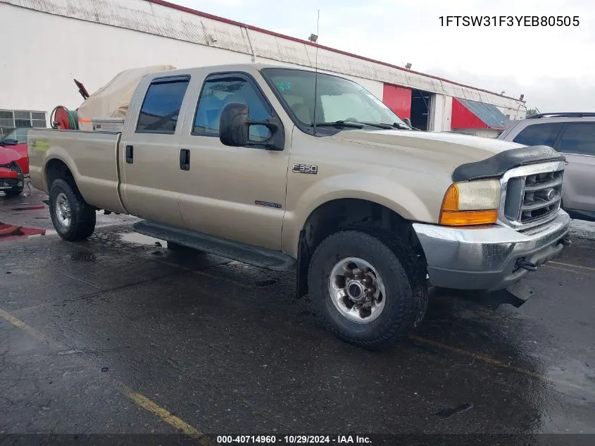 2000 Ford F-350 Lariat/Xl/Xlt VIN: 1FTSW31F3YEB80505 Lot: 40714960