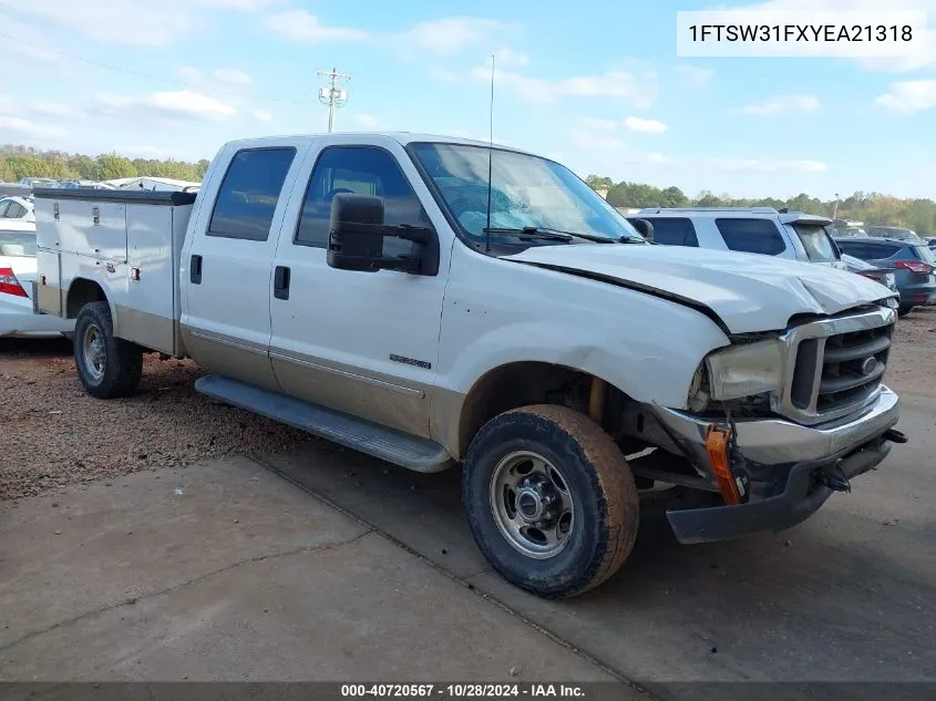 2000 Ford F-350 Lariat/Xl/Xlt VIN: 1FTSW31FXYEA21318 Lot: 40720567