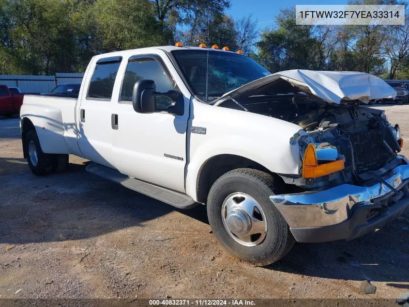 2000 Ford F-350 Lariat/Xl/Xlt VIN: 1FTWW32F7YEA33314 Lot: 40832371