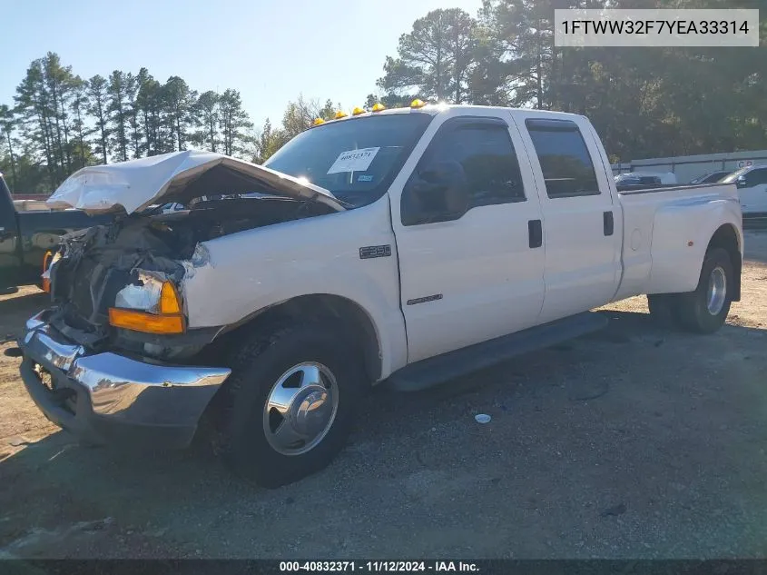 2000 Ford F-350 Lariat/Xl/Xlt VIN: 1FTWW32F7YEA33314 Lot: 40832371