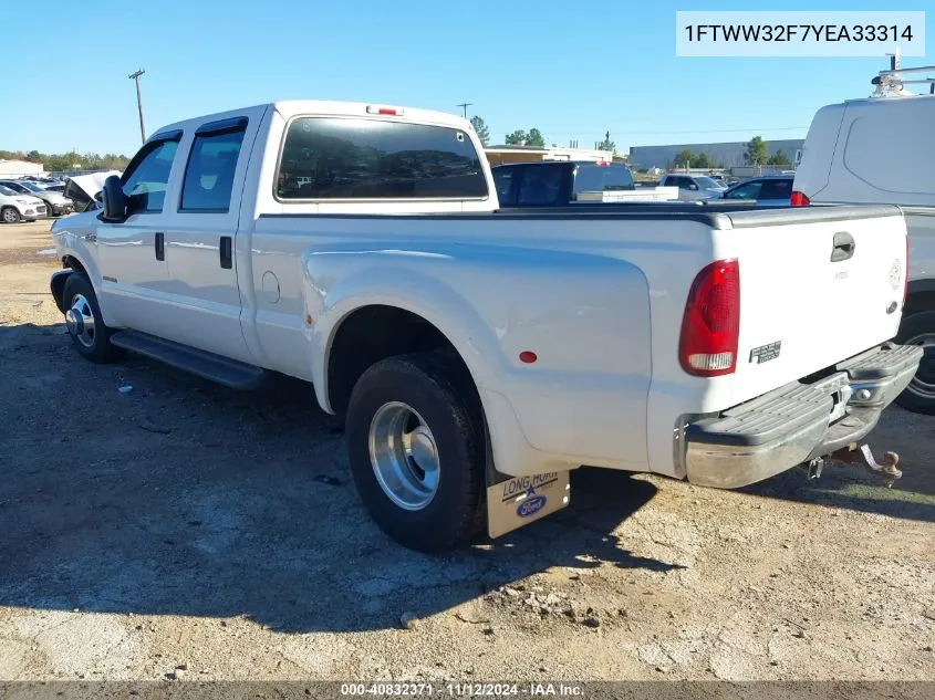 2000 Ford F-350 Lariat/Xl/Xlt VIN: 1FTWW32F7YEA33314 Lot: 40832371