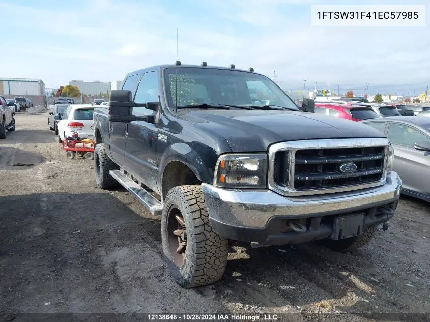 2001 Ford Super Duty F-350 Srw VIN: 1FTSW31F41EC57985 Lot: 12138648