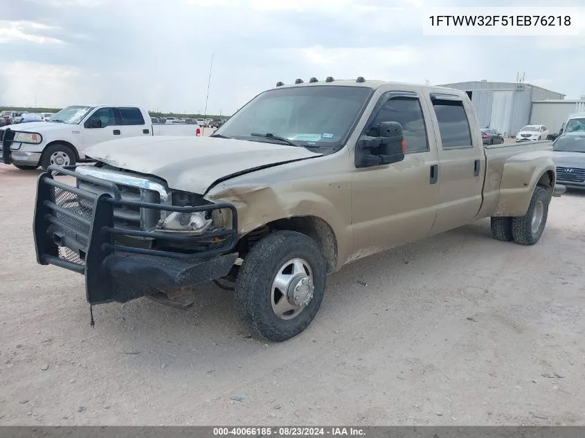 2001 Ford F-350 Lariat/Xl/Xlt VIN: 1FTWW32F51EB76218 Lot: 40066185