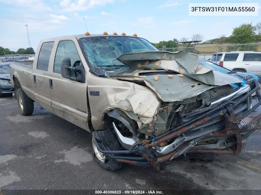 2001 Ford F-350 Lariat/Xl/Xlt VIN: 3FTSW31F01MA55560 Lot: 40386823