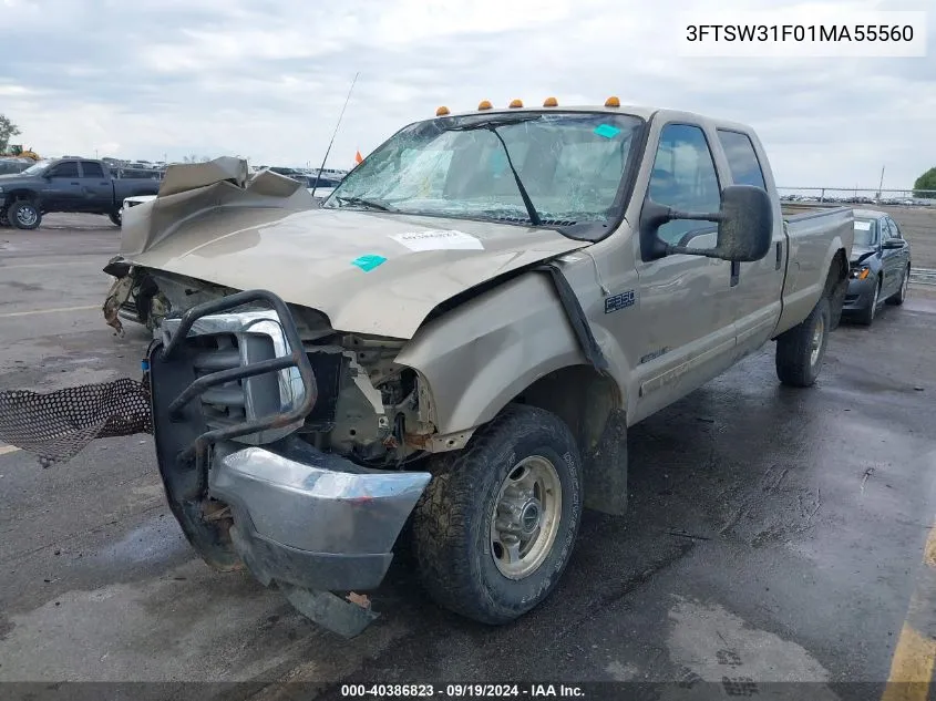 2001 Ford F-350 Lariat/Xl/Xlt VIN: 3FTSW31F01MA55560 Lot: 40386823