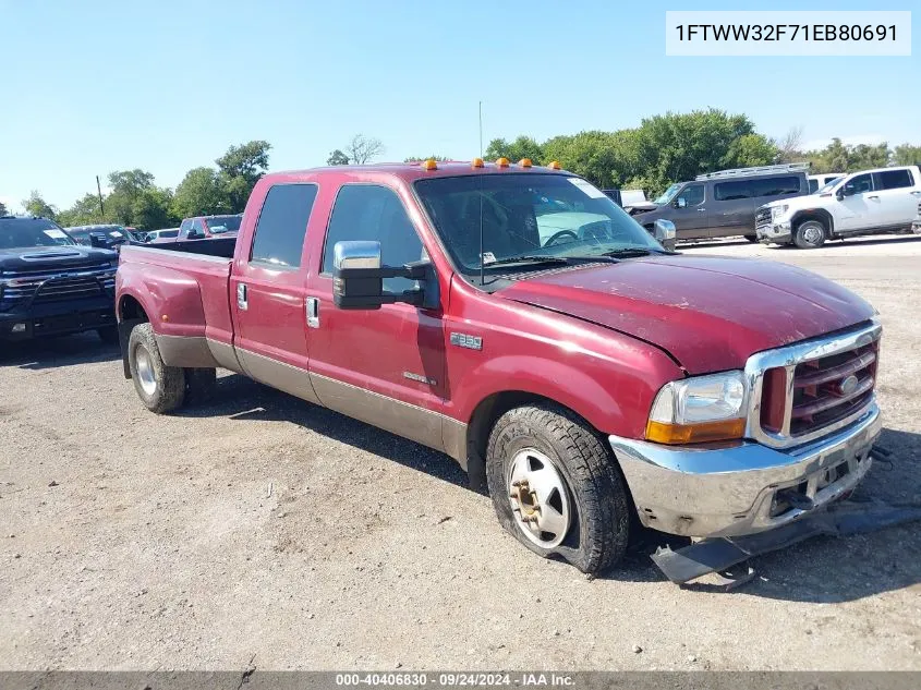 2001 Ford F350 Super Duty VIN: 1FTWW32F71EB80691 Lot: 40406830