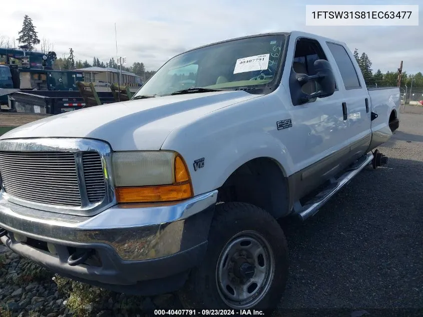 2001 Ford F-350 Lariat/Xl/Xlt VIN: 1FTSW31S81EC63477 Lot: 40407791