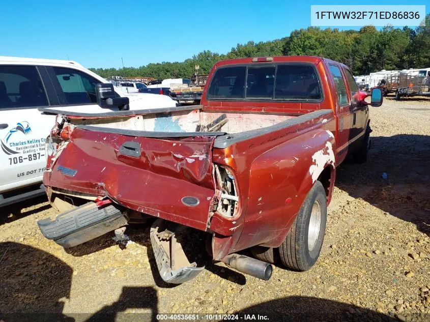 2001 Ford F-350 Lariat/Xl/Xlt VIN: 1FTWW32F71ED86836 Lot: 40535651