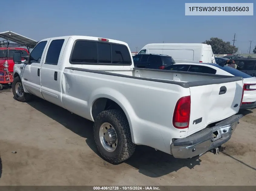 2001 Ford F-350 Lariat/Xl/Xlt VIN: 1FTSW30F31EB05603 Lot: 40612728