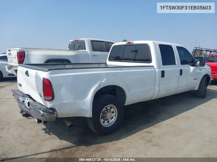 2001 Ford F-350 Lariat/Xl/Xlt VIN: 1FTSW30F31EB05603 Lot: 40612728