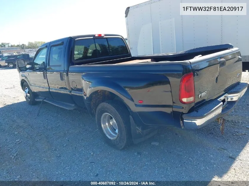 2001 Ford F-350 Lariat/Xl/Xlt VIN: 1FTWW32F81EA20917 Lot: 40687092