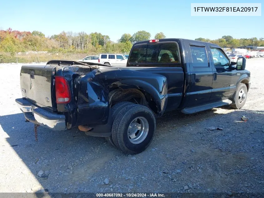 2001 Ford F-350 Lariat/Xl/Xlt VIN: 1FTWW32F81EA20917 Lot: 40687092