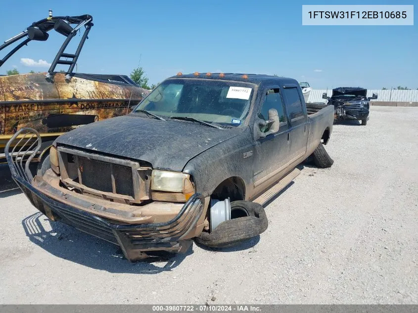 2002 Ford F-350 Lariat/Xl/Xlt VIN: 1FTSW31F12EB10685 Lot: 39807722