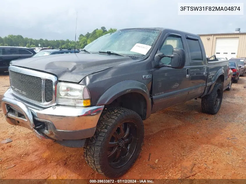 2002 Ford F-350 Srw Super Duty VIN: 3FTSW31F82MA04874 Lot: 39833872